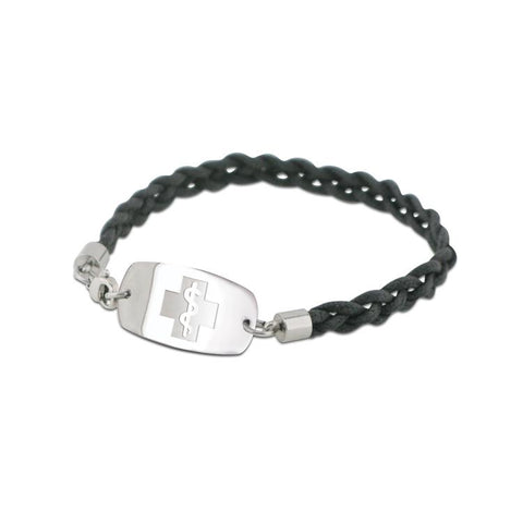 NEW! Bohemian Braid Bracelet - Small Emblem - Lobster or Safety Clasp - Black