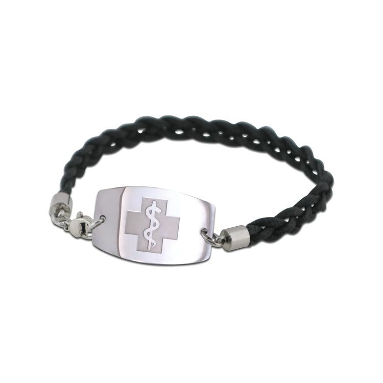NEW! Bohemian Braid Bracelet - Large Emblem - Lobster or Safety Clasp - Black