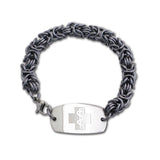 Byzantine Bracelet - Small Emblem - Lobster or Safety Clasp - Black Ice