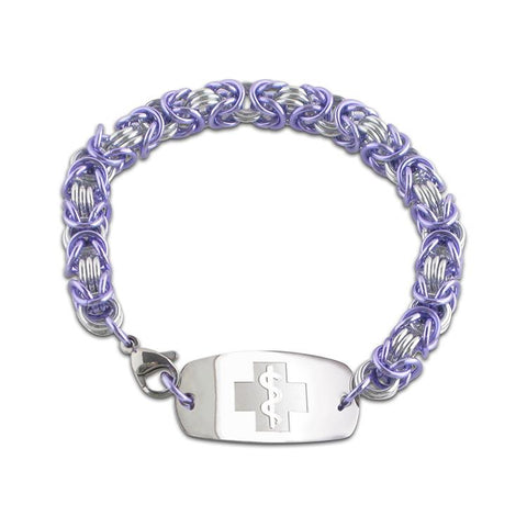 Byzantine Bracelet - Small Emblem - Lobster or Safety Clasp - Lavender Ice & Silvered Ice