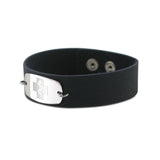 NEW! Casual Leather Wristband - Small Emblem - Snap Closure - Brushed Navy