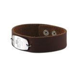 NEW! Casual Leather Wristband - Small Emblem - Snap Closure - Smooth Raging Brown