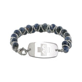 NEW! Stone and Steel Bracelet - Small Emblem - Lobster Clasp - Sodalite