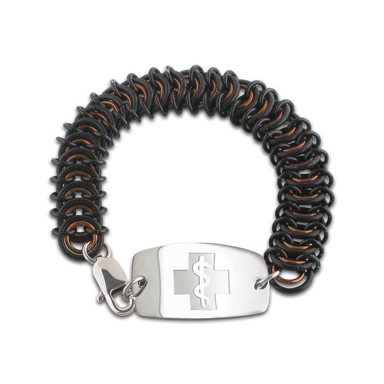 NEW! Vertebrae Bracelet - Large Emblem - Lobster or Safety Clasp - Black & Bronze Ice